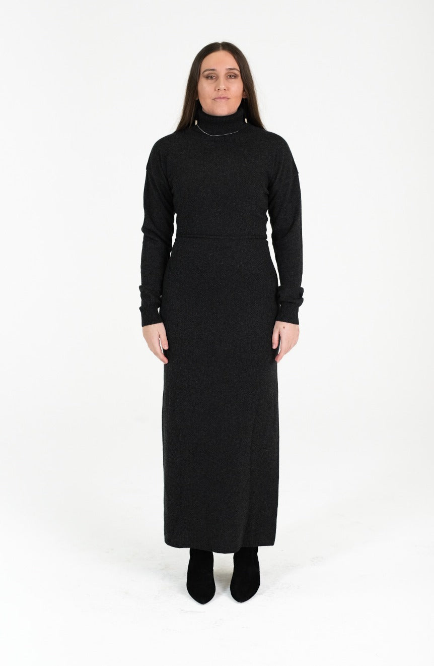 Diane 100% Cashmere Maxi Dress - Charcoal Grey Huia Boutique Diane 100% Cashmere Maxi Dress - Charcoal Grey Huia Boutique