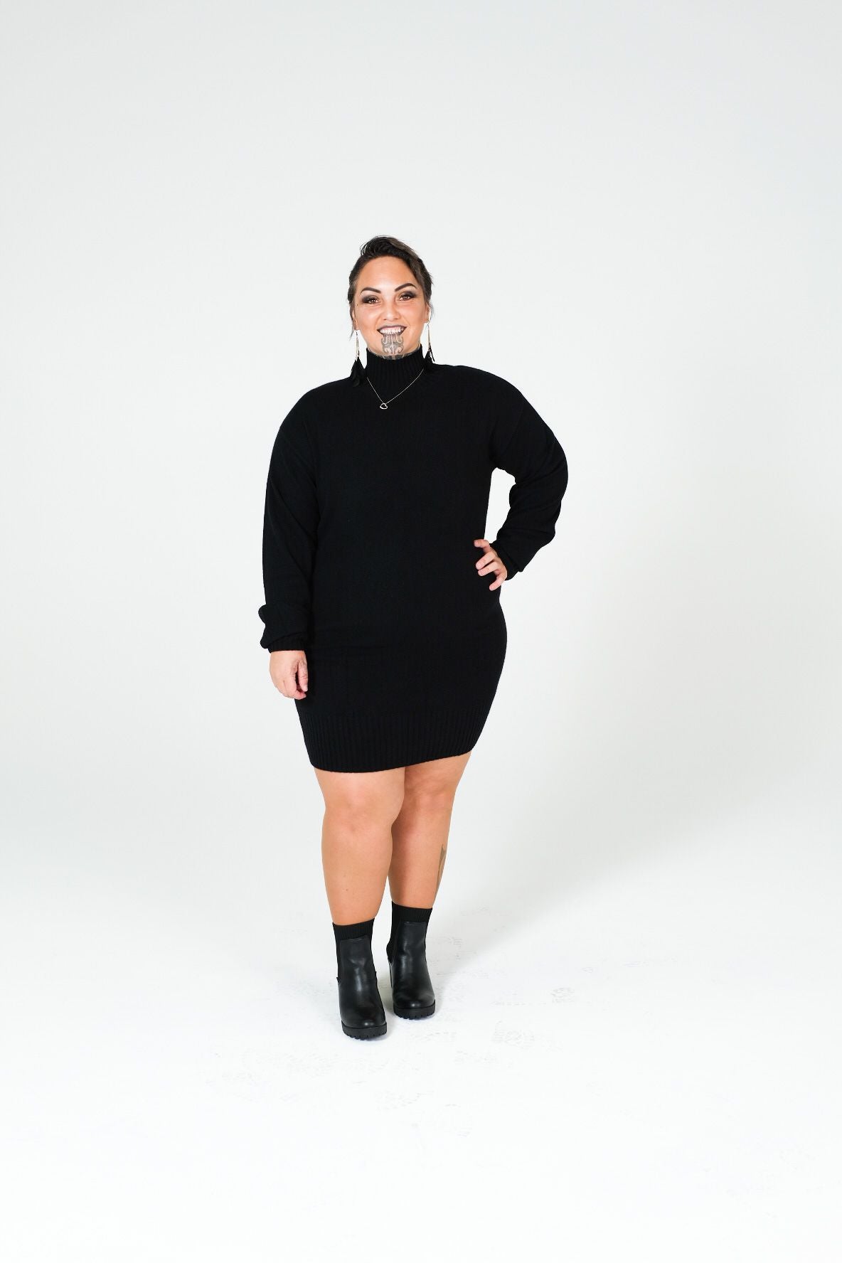 Kayla 100% Cashmere Mini Dress - Black