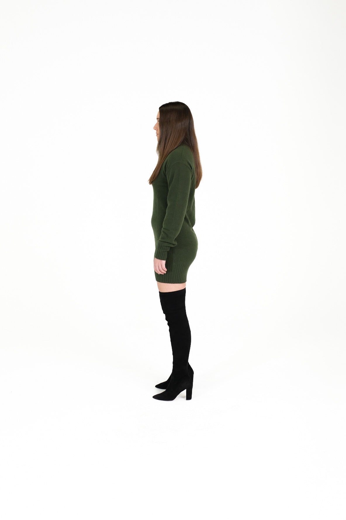 Kayla 100% Cashmere Mini Dress - Forest Green