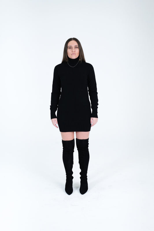 Kayla 100% Cashmere Mini Dress - Black