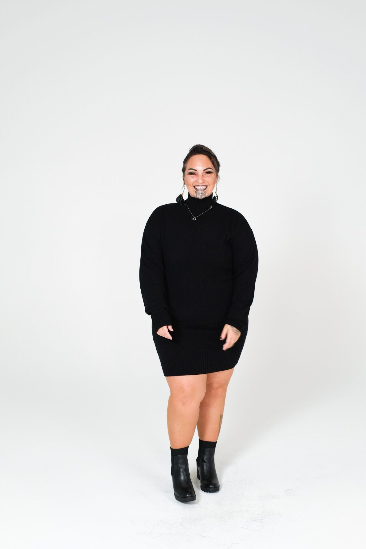 Kayla 100% Cashmere Mini Dress - Black